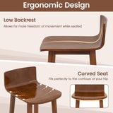 Wood Dining Chair Set of 2 Farmhouse Kitchen Dining Room Chairs Mid-Century Modern Armless Side Chairs-Brown