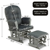 Wood Glider and Ottoman Set with Padded Armrests and Detachable Cushion
