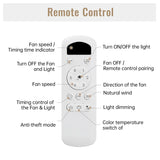 Wooden Ceiling Fan with Light, Reversible DC Motor, Quiet & Modern Design