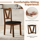 Wooden Dining Chair Set of 2 with PU Leather Upholstered and Rubber Wood Frame-Brown