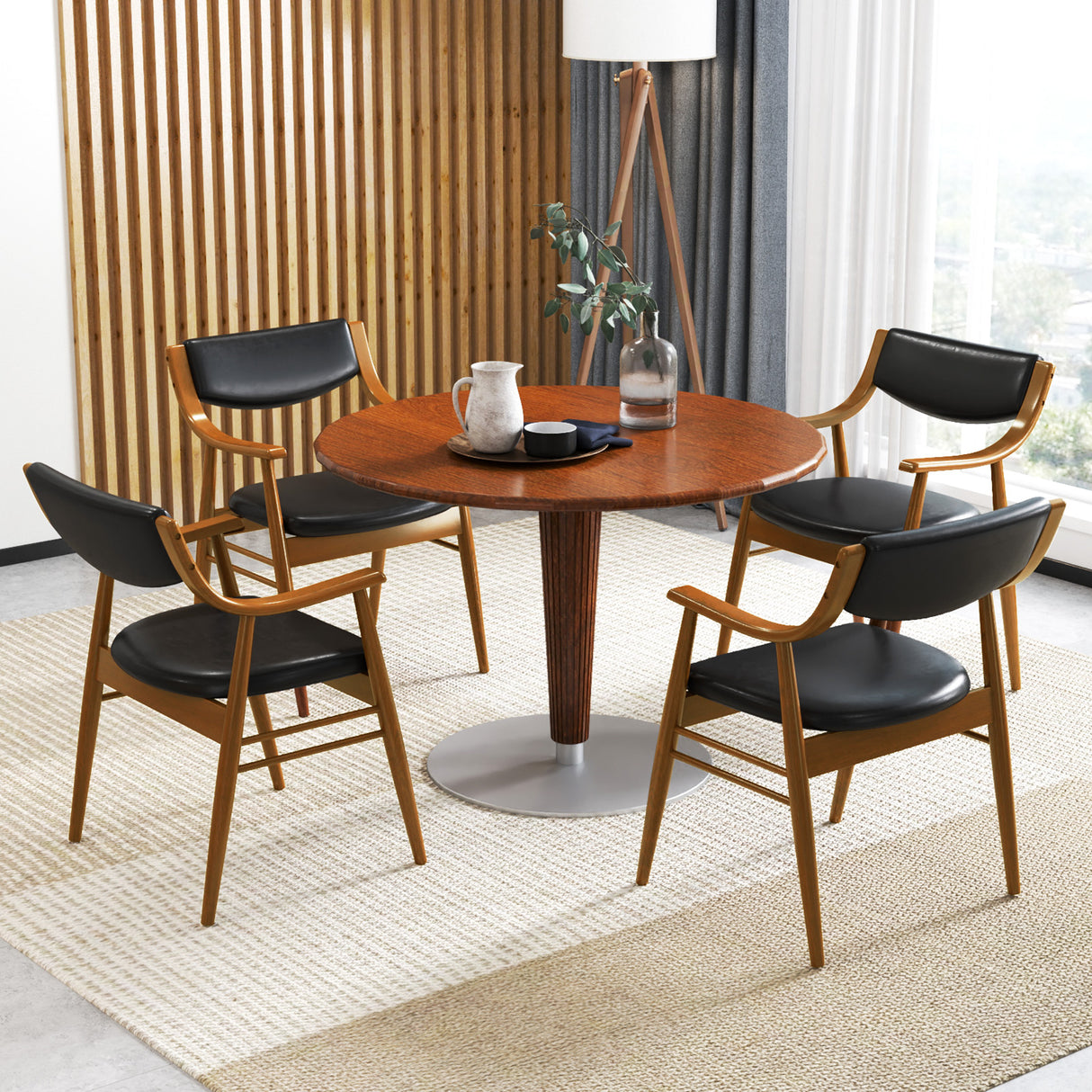 Wooden Dining Chair Set of 2 with Padded Seat and Back