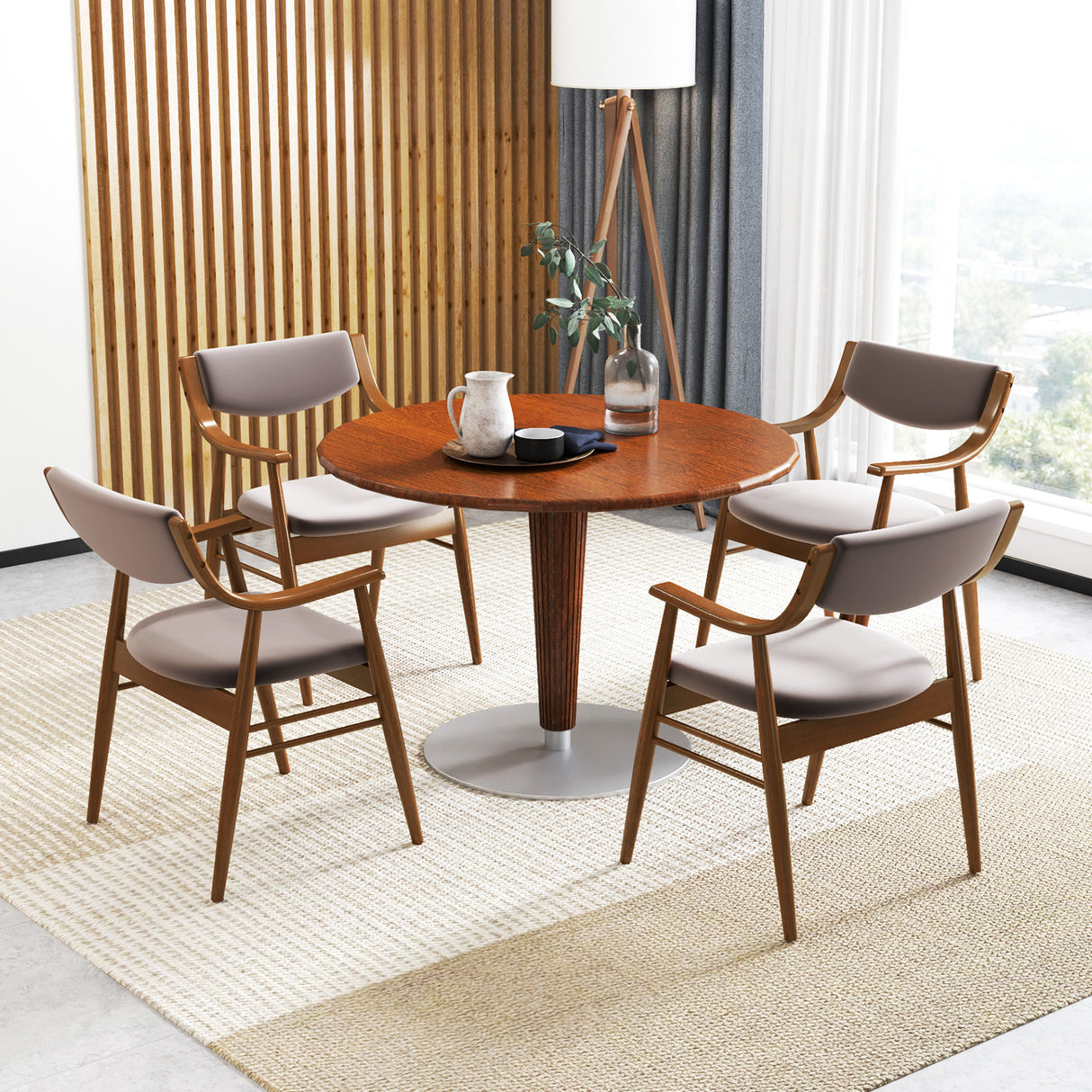 Wooden Dining Chair Set of 2 with Padded Seat and Back