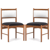 Wooden Dining Chair Set of 2 with Rubber Wood Frame and Faux Sherpa Backrest-Walnut
