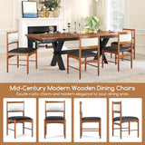 Wooden Dining Chair Set of 2 with Rubber Wood Frame and Faux Sherpa Backrest-Walnut