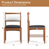 Wooden Dining Chair Set of 2 with Rubber Wood Frame and Faux Sherpa Backrest-Walnut