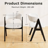 Wooden Dining Chair Set of 4 Mid-Century Modern Sherpa Upholstered Kitchen Dining Room Chairs