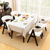 Wooden Dining Chair Set of 4 Mid-Century Modern Sherpa Upholstered Kitchen Dining Room Chairs