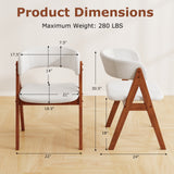 Wooden Dining Chair Set of 4 Mid-Century Modern Sherpa Upholstered Kitchen Dining Room Chairs