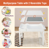 Kids Multi Activity Play Table Wooden Building Block Desk with Storage Paper Roll