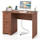 Wooden Vintage Computer Desk with 2 Drawers for Home and Office