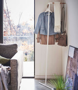 Corner Leaning Coat Hanger (63" H)  - Steel + Wood