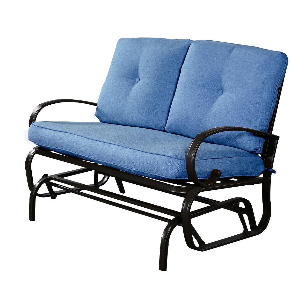 Outdoor Patio Cushioned Rocking Bench Loveseat