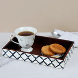 Vanity Trays Moroccan Pattern Bone & Resin Inlay Collection in 10x6, Black & White