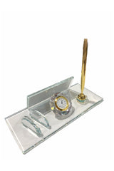 MOOG  Glass Desk Name Plate With Clock