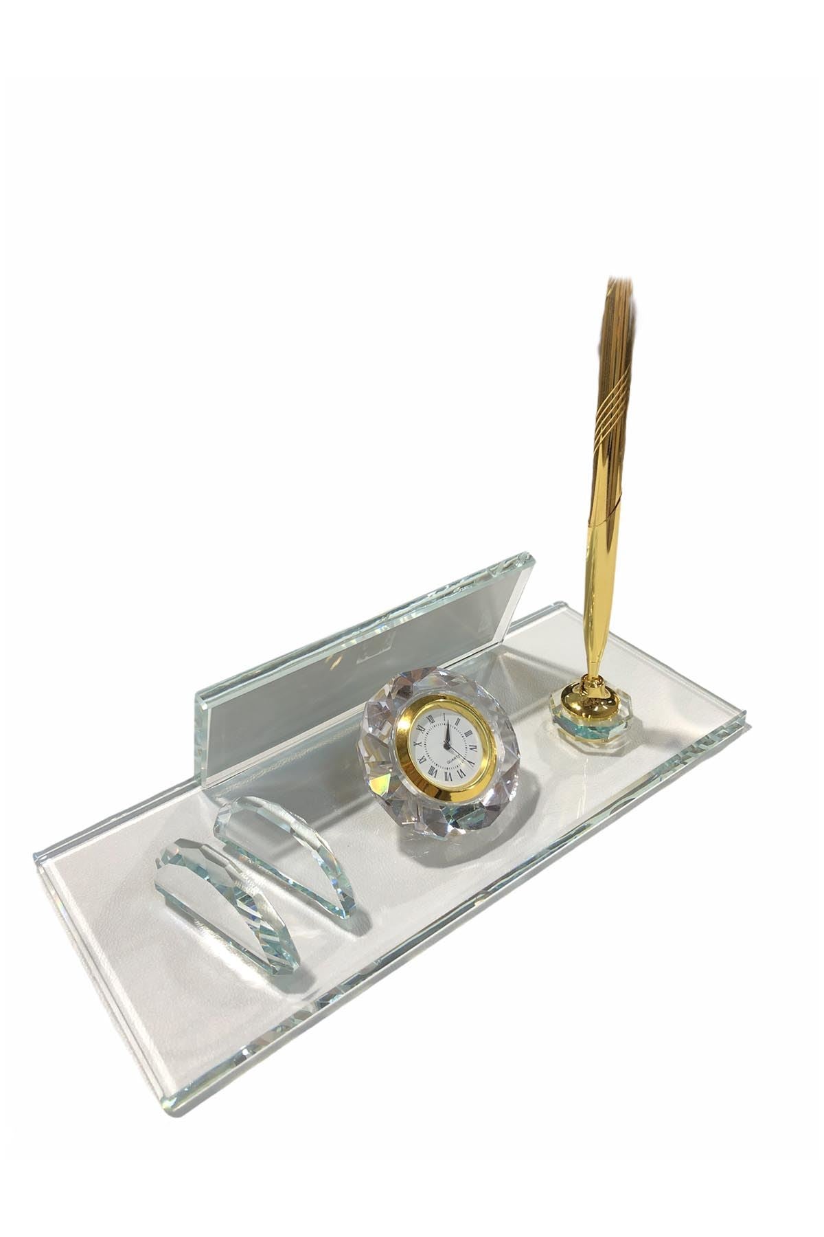 MOOG  Glass Desk Name Plate With Clock