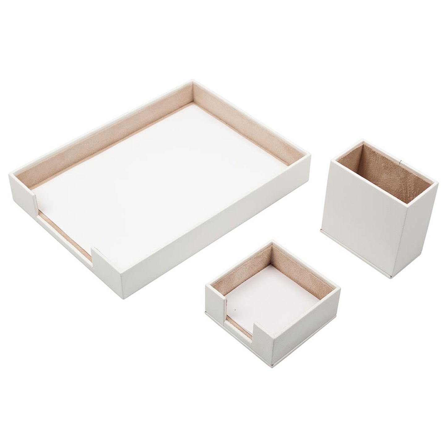 MOOG Leather Desk Set-3 Accessories-Single Document Tray - White - 3 PCS