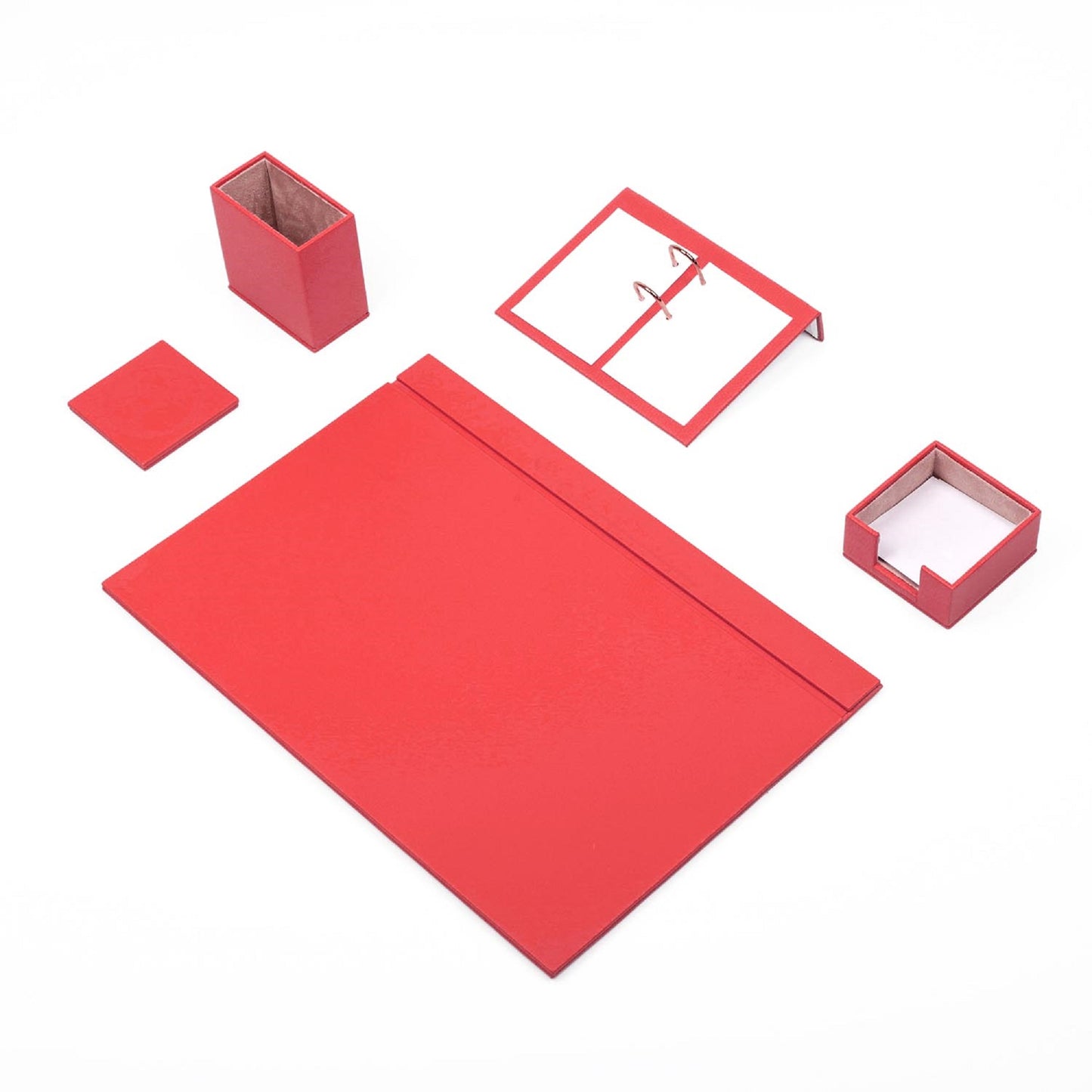 MOOG Leather Desk Set - Office Desk Organizer - Desk Storage - Leather Coaster - Desk accessories -  5 PCS