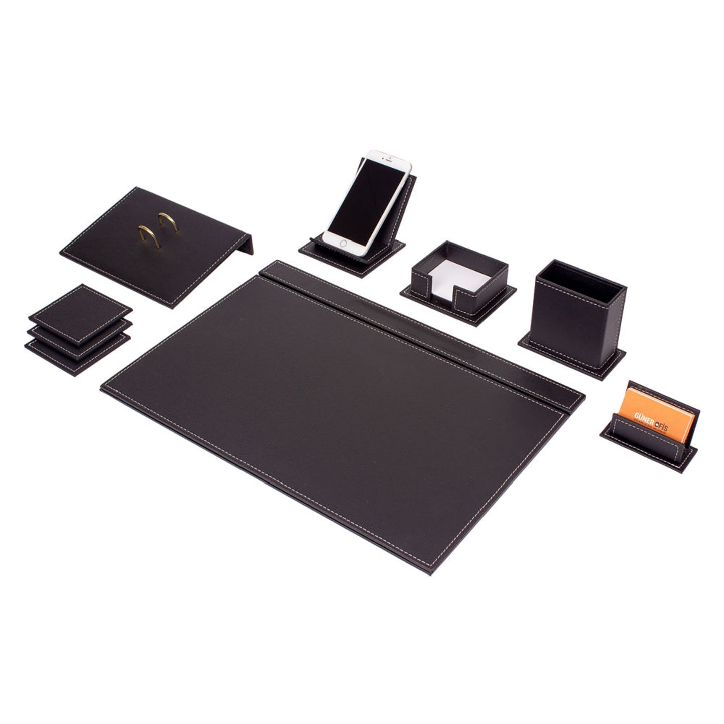 MOOG Luxury Desk Set-9 Accessories- Brown- 9 PCS