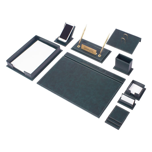 MOOG Luxury Desk Set - Single Document Tray- Green- 13 PCS