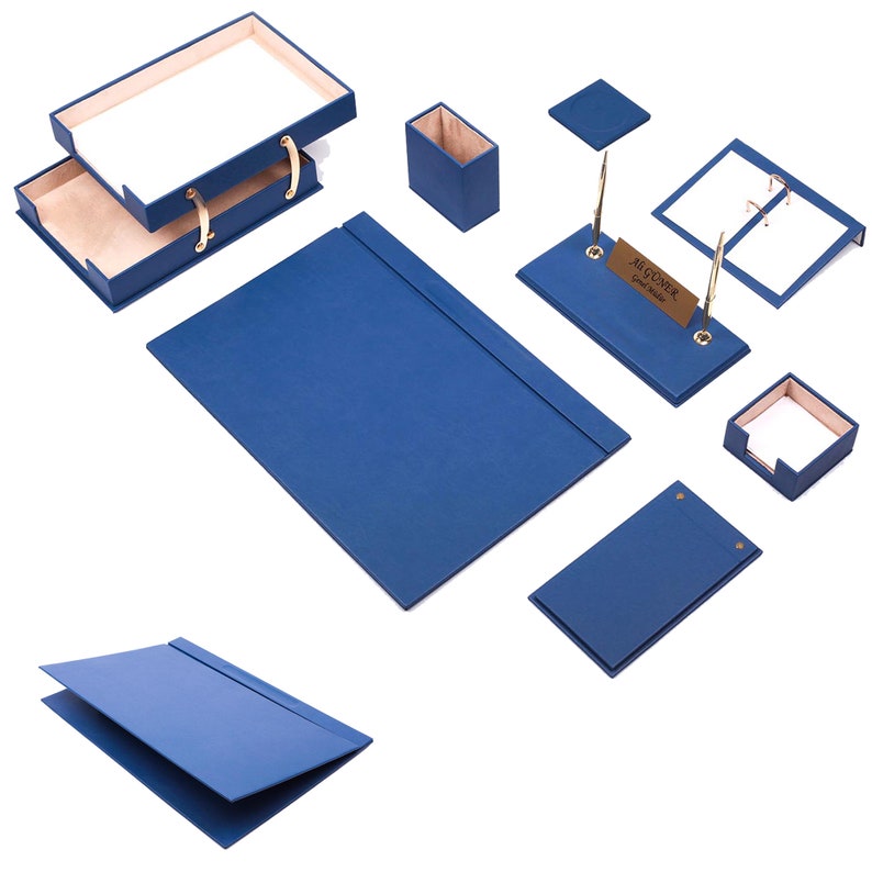 MOOG Leather Desk Set - Double Document Tray- White - 10 PCS