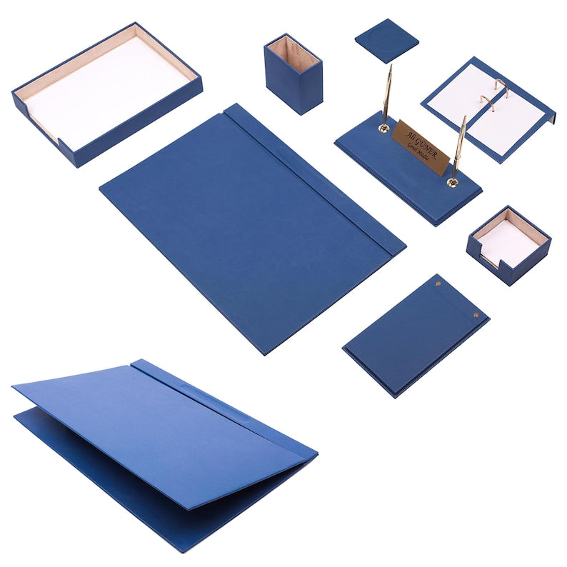 MOOG  Leather Desk Set-10 Accessories-Desk Organizer-Desk Office Accessories-Office Organizer-Desk Pad-Desktop Store -10 PCS