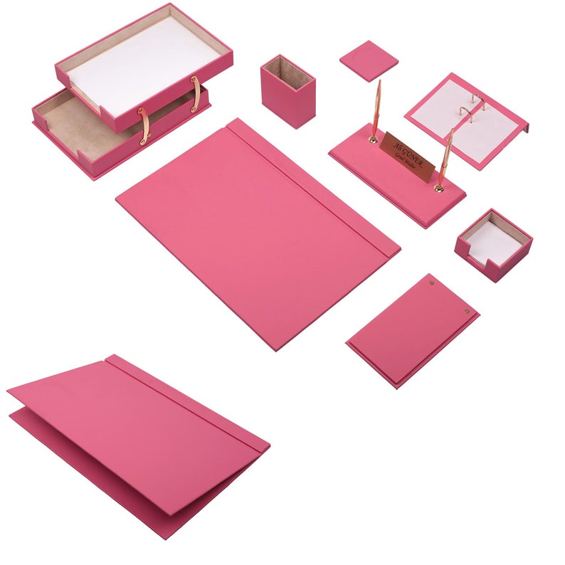 MOOG Leather Desk Set - Office Desk Organizer - Desk Storage - Leather Coaster - valentines gifts for her - 10 PCS