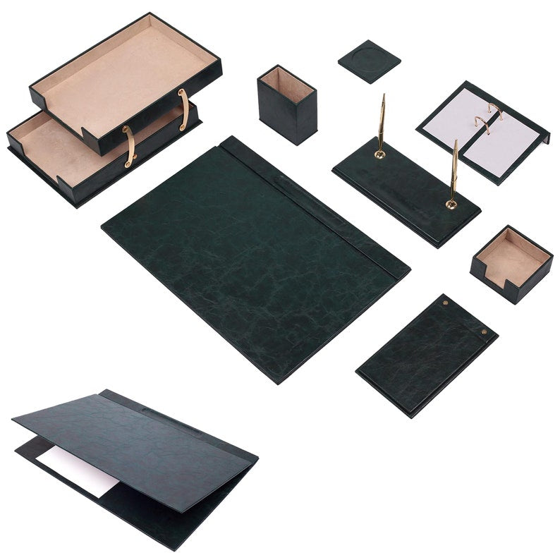 MOOG Leather Desk Set - Office Desk Organizer - Desk Storage - Leather ...