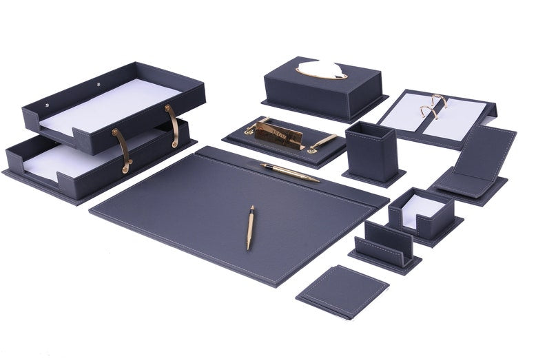 MOOG Luxury Desk Set- 14 Accessories -Tan- 14 PCS