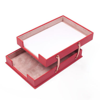 MOOG Leather Desk Set - Double Document Tray- Red - 10 PCS