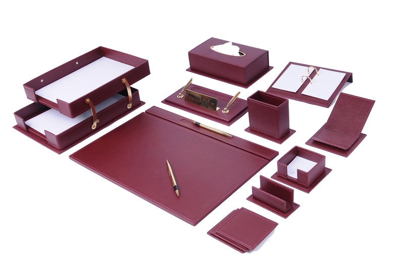 MOOG Luxury Desk Set- 14 Accessories -Tan- 14 PCS