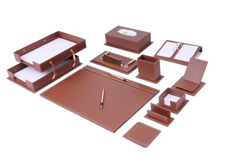 MOOG Luxury Desk Set - Office Desk Organizer - Desk Storage - Leather -  Moogdesk