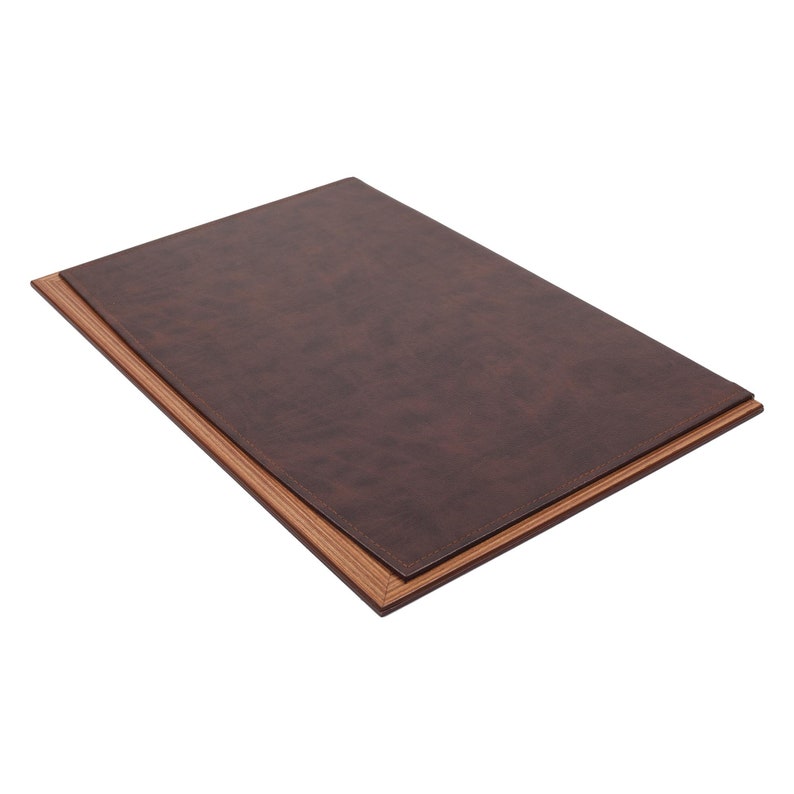 MOOG Leather Desk Pad With Wood Combination | Leather Green Desk Pad | Desk Pad With Cover | Green Leather