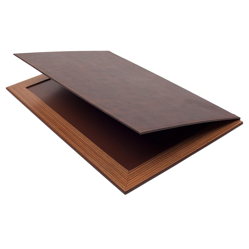 MOOG Leather Desk Pad With Wood Combination | Leather White Desk Pad | Desk Pad With Cover | White Leather