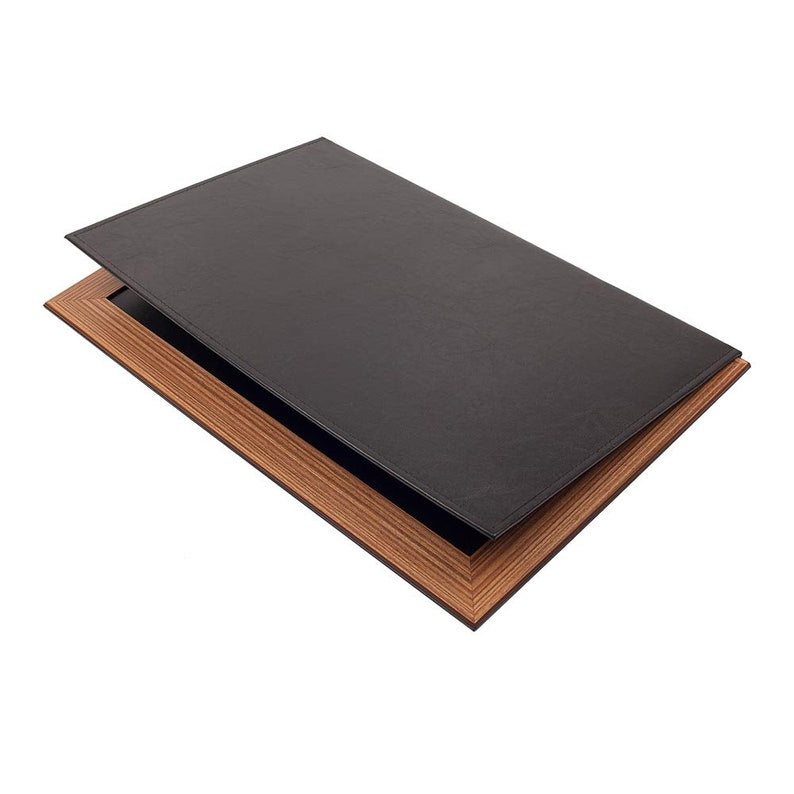 MOOG Leather Desk Pad With Wood Combination | Leather Green Desk Pad | Desk Pad With Cover | Green Leather