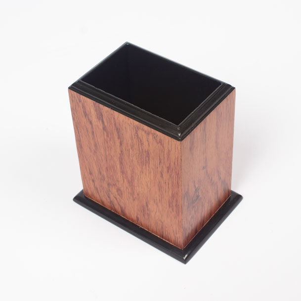 Personalization Wood Desk Set - Leather Office Desk Organizer - Business Card Note Paper Pencil Holder - Office Accessories