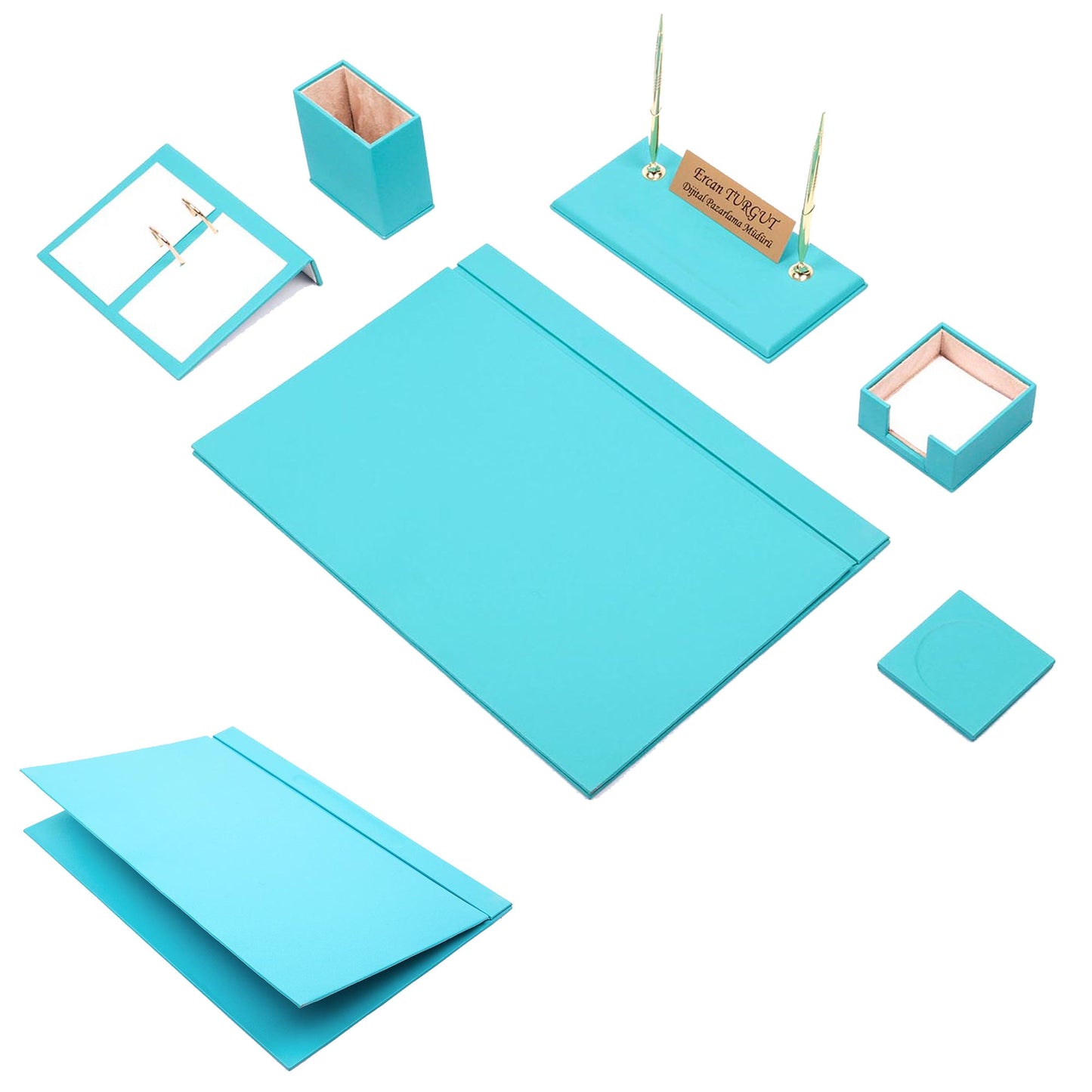 Leather Desk Set - Desk Organizer Set - Office Desk Pad Accessories - Leather Coaster - Desk Accessories