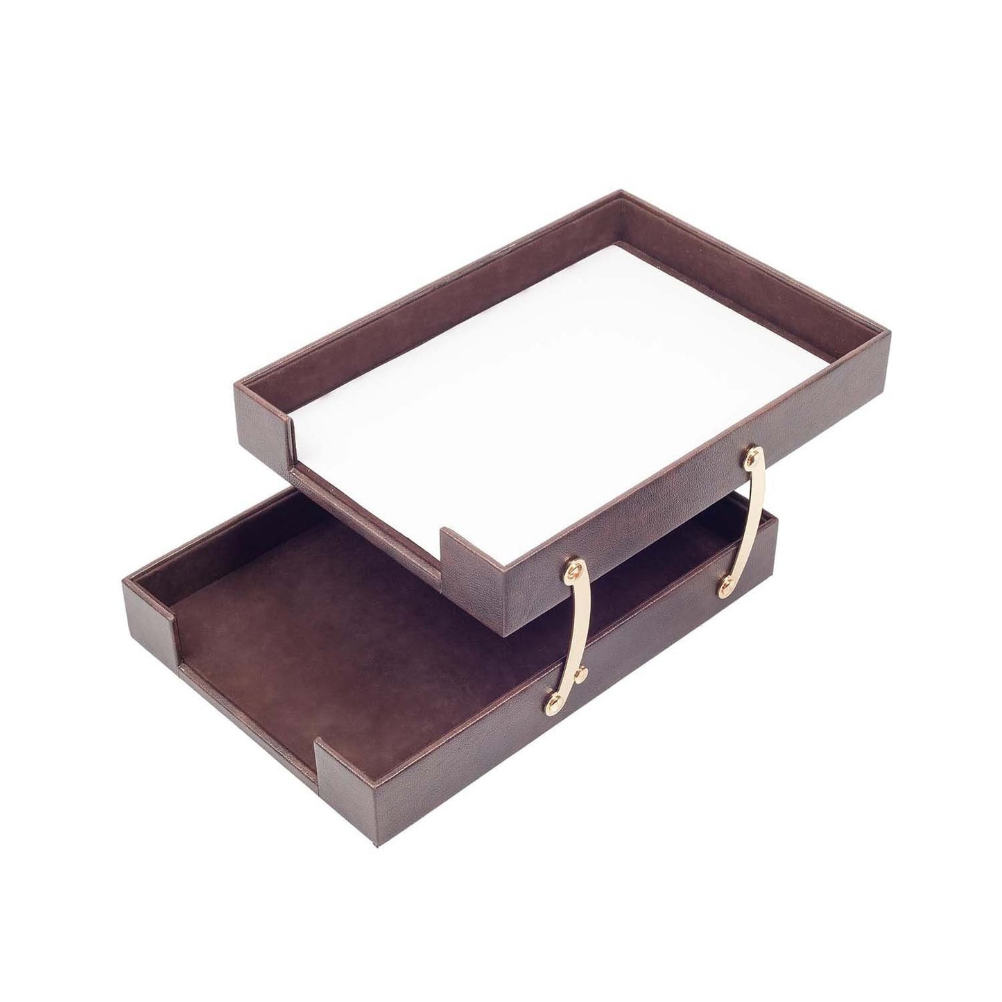 Leather Document Tray Double-Desk Organizer-Office Accessories-Desk Accessories-Office Supplies-Office Organiz