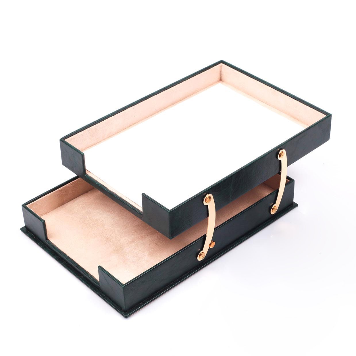 Leather Document Tray Double-Desk Organizer-Office Accessories-Desk Accessories-Office Supplies-Office Organiz