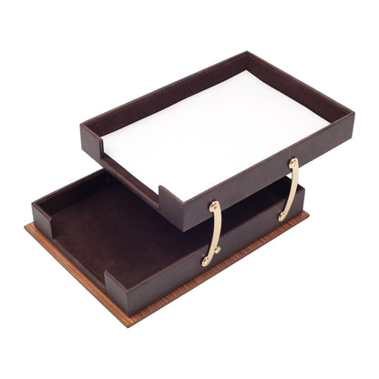 MOOG  Star Wooden Leather Double Document Tray